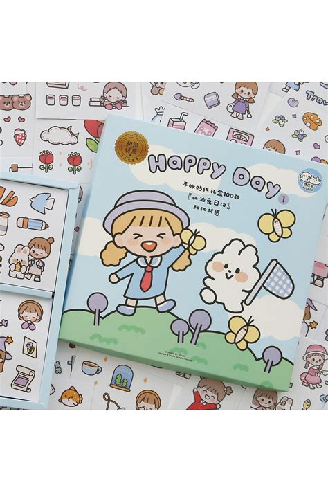 Hobidehobi Kawaii Sticker Hediye Kutusu Happy Day2 100 Yaprak Fiyatı