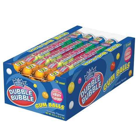 Dubble Bubble Gumball Tubes In Assorted Fruit Flavors 12 Gumballs Per