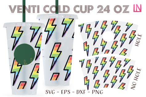 Lightning Bolt Rainbow Venti Cold Cup Graphic By Lookhnam Creative