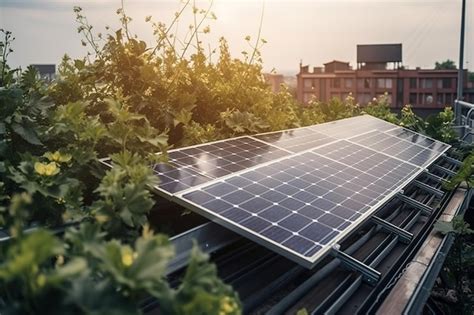 Panel Solar En La Azotea De Una Casa Rodeada De Vegetaci N Que