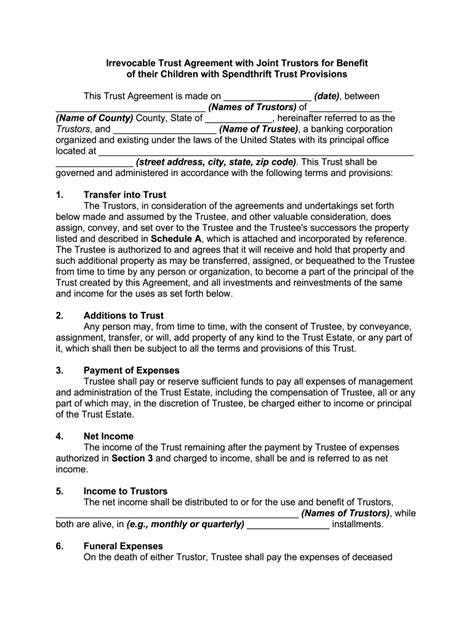 Irrevocable Trust Agreement Fill Online Printable Fillable Blank Pdffiller