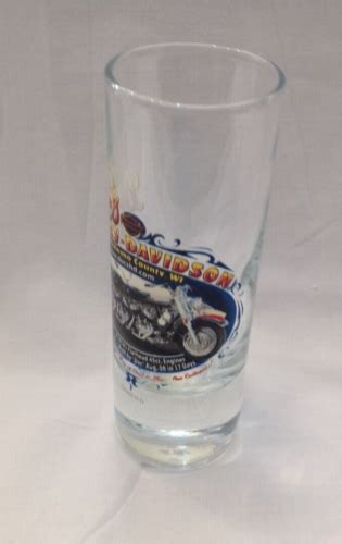 Harley Davidson Tall Shot Glass Shawano County Wi Ebay