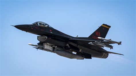 An F 16 Fighting Falcon With The Wraith Paint Scheme Assigned To The