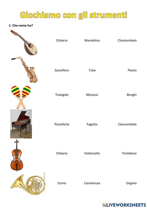 Strumenti Musicali Online Worksheet For You Can Do The Exercises