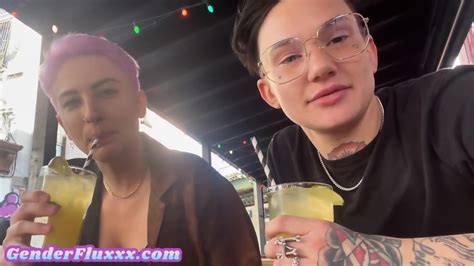 Amateur Lez Tattooed Queer Fingers Pink Hair GF At Home