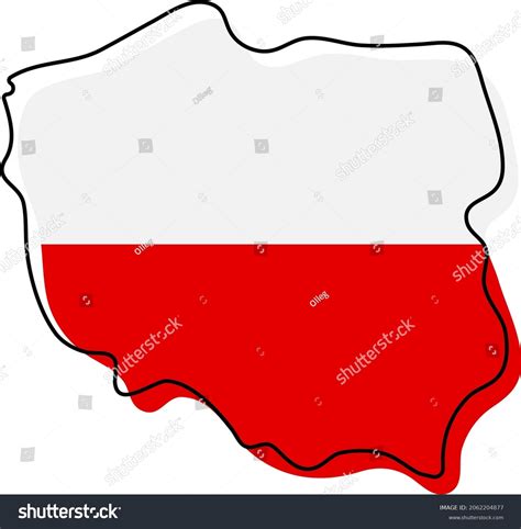 Stylized Outline Map Poland National Flag Stock Vector (Royalty Free ...