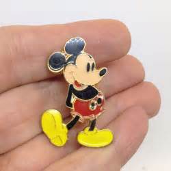 Signed Disney Cosrich Vintage Mickey Mouse Brooch Pin Enamel Gold Tone