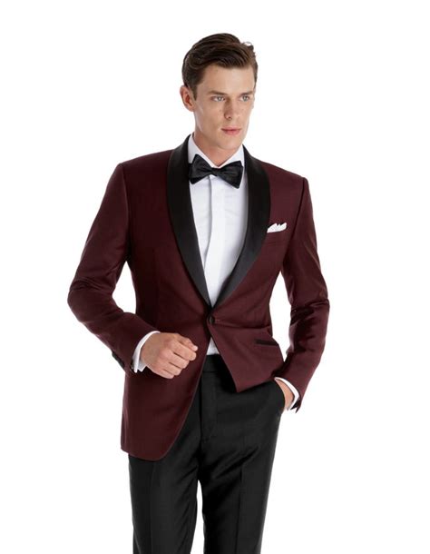 Burgundy Dinner Jacket With Black Tuxedo Pants Black Pants Men Black