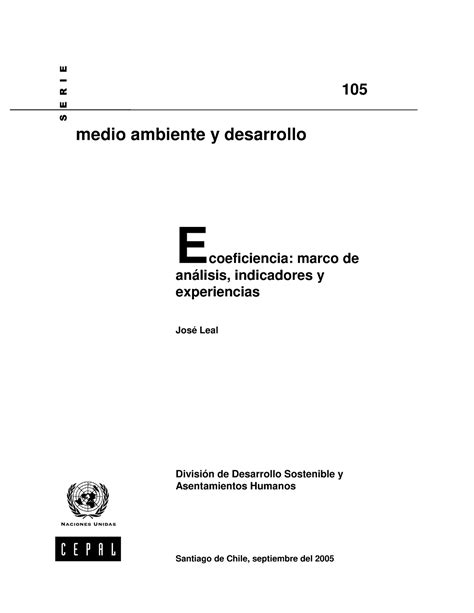 Ecoeficiencia Informe De La Cepal En Desarrollo Sostenible Y