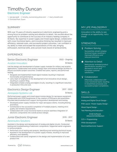 3 Successful Electronic Engineer Resume Examples And Writing Tips For 2024