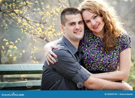 Happy Couple Cute Lovers In Park Stock Photo Image Of Beautiful