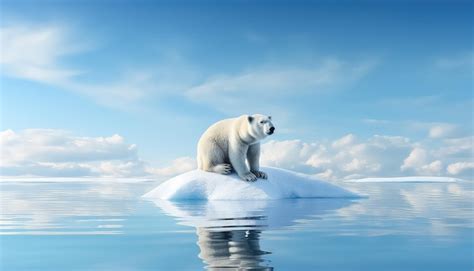 Urso Polar Em Um Bloco De Gelo No Mar Foto Premium