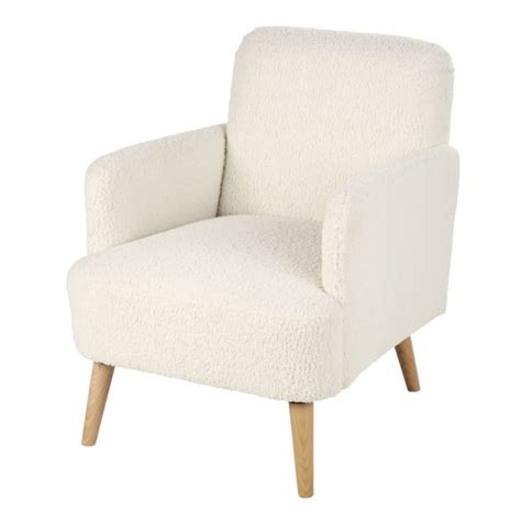 Fauteuil Bouclettes Blanches Et Pieds En Bois De H Tre Honey Maisons