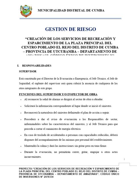 Informe 03 De Gestion De Riesgo Pdf