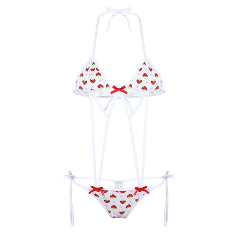 Women Self Tie Micro V String Bikini Set Mini Thong Lingerie Adjustable Swimwear EBay