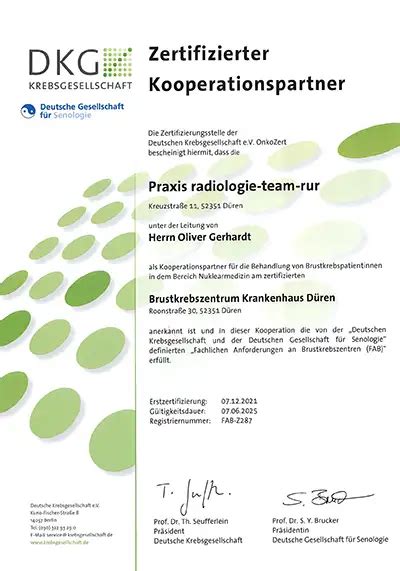 Radiologie Team Rur Von Deutscher Krebsgesellschaft DKG Zertifiziert