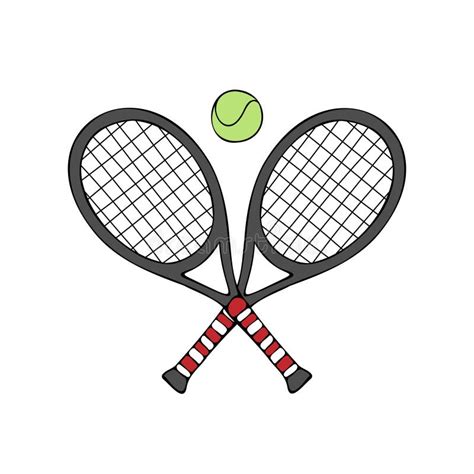 Crossed Tennis Rackets And Ball Icon Outline Style Stock Vector