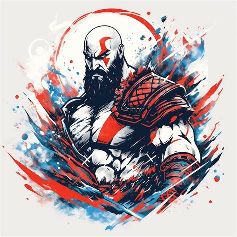 Tshirt design god of war good design 8k ultraHD detail vector white ...