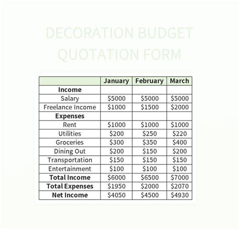 Decoration Budget Quotation Form Excel Template And Google Sheets File