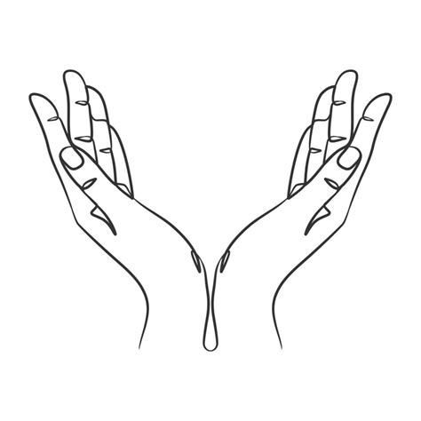 Continuous line drawing of praying hand. Praying hands one line drawing ...