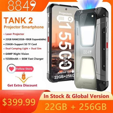 8849 Tank 2 Rugged By Unihertz Projector 22GB RAM 256GB ROM 108MP