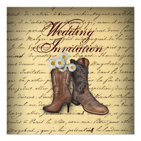 Vintage Western Cowboy Boots Wedding Invitation 525 Square Invitation