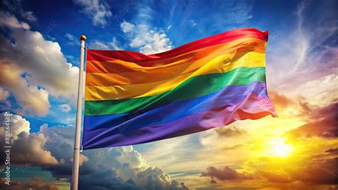 Rainbow Lgbtq Pride Flag On A Colorful Background Lgbtq Pride Parade Gay Rights Diversity