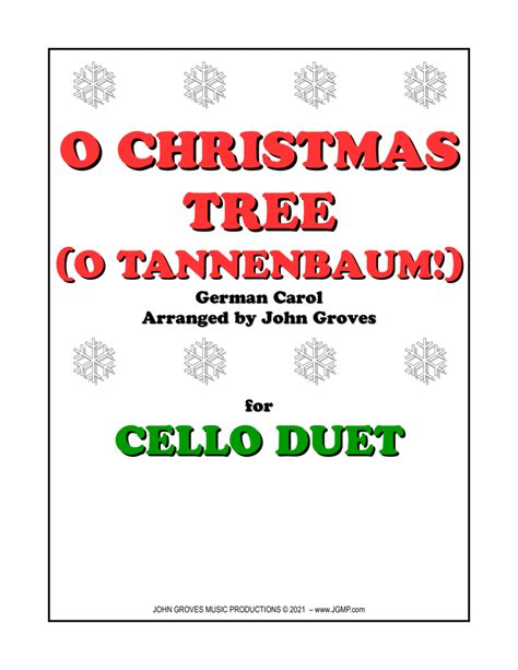 O Christmas Tree O Tannenbaum Cello Duet Arr John Groves By