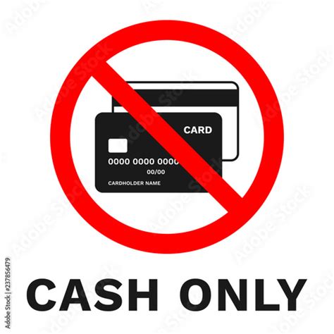 Cash Only Sign Sticker With Inscription Vector Stock Image And