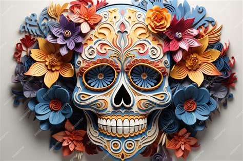 Premium Vector Sugar Skull Floral Makeup With Peonies And Sunflowers