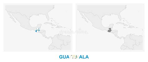 Twee Versies Van De Kaart Van Guatemala Met De Vlag Van Guatemala En In