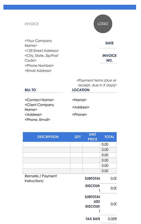 Free Construction Invoice Templates Word Excel