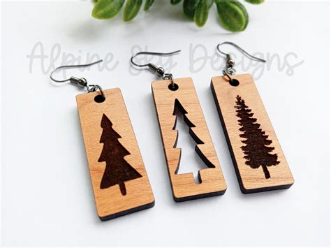 Glowforge Earring Svg Files Tree Earring Svg Bar Earrings Etsy