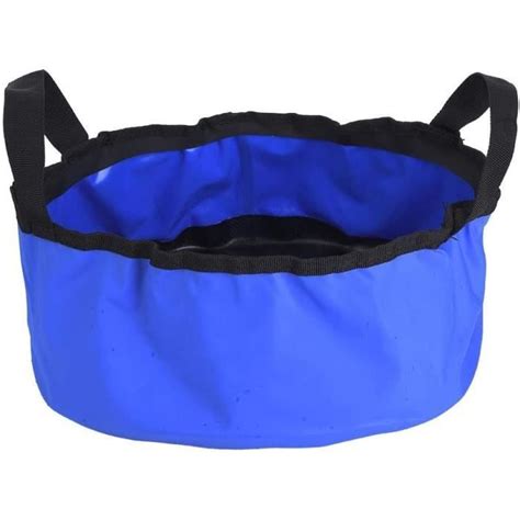 Seau pliable léger en PVC imperméable avec poignée de renfort Bleu