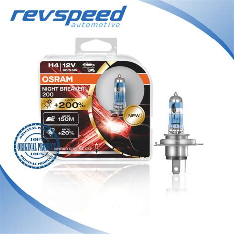 H4 9003 Hb2 OSRAM Night Breaker 200 Halogen Headlight Bulb 64193nb200