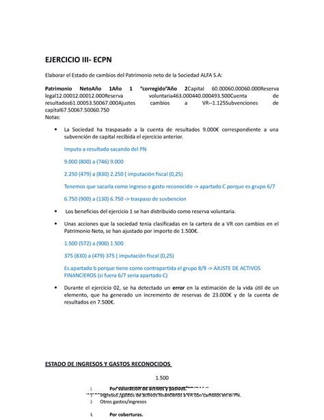 Ejercicio Ecpn Ejercicio Iii Ecpn Elaborar El Estado De Cambios