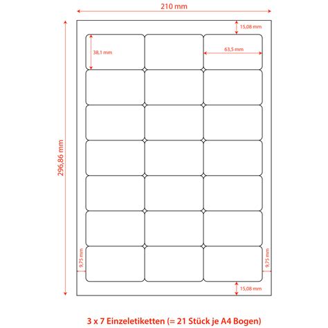 Etiketten selbstklebend weiß 63 5 x 38 1mm auf DIN A4 2100 Stk