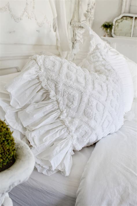 Chenille Pillow Ruffled Pillow Chenille Farmhouse Linens Etsy Canada