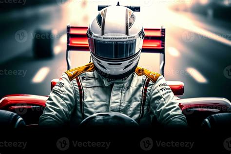 Closeup of a young male car racer in a red helmet driving a race car. 27443126 Stock Photo at ...