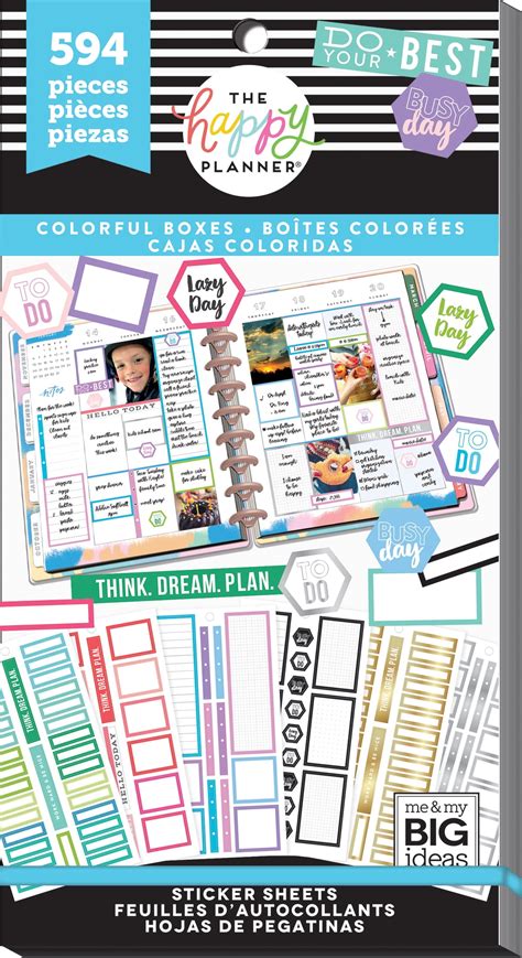 Happy Planner Sticker Value Pack-Colorful Boxes, 594/Pkg - Walmart.com