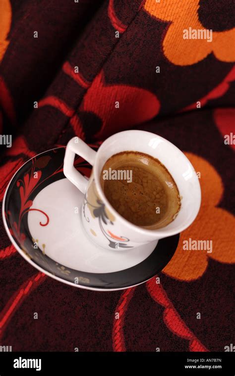 Cafes Coffee Close Up Detail Breaks Cup Hot Drink Froth Frothy Still Life Red Stock