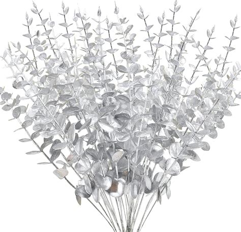 Amazon Feqo Pcs Silver Eucalyptus Stems Artificial Eucalyptus