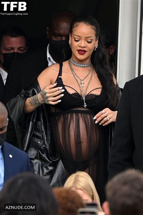 Rihanna Sexy Seen Flaunting Her Hot Tits At The Dior Fashion Show In Paris Aznude