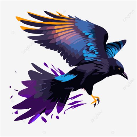 Flying Crow Vector, Sticker Clipart Colorful Crow Flying In The Air ...