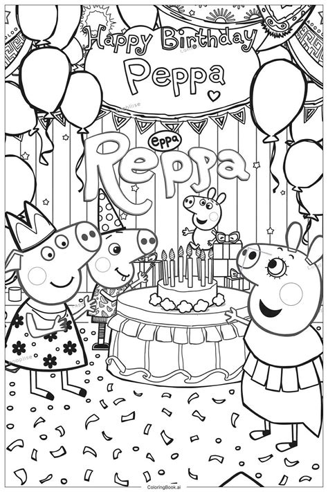 Page De Coloriage Peppa Pig Claboussure Dans Une Flaque De Boue Avec