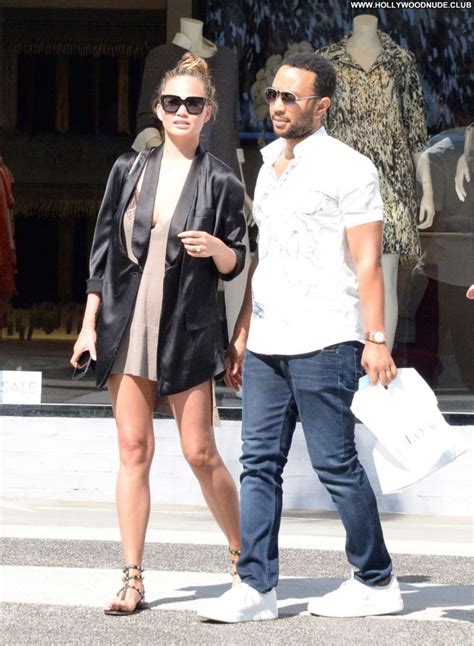 Chrissy Teigen Beverly Hills Paparazzi Babe Celebrity Posing Hot Red