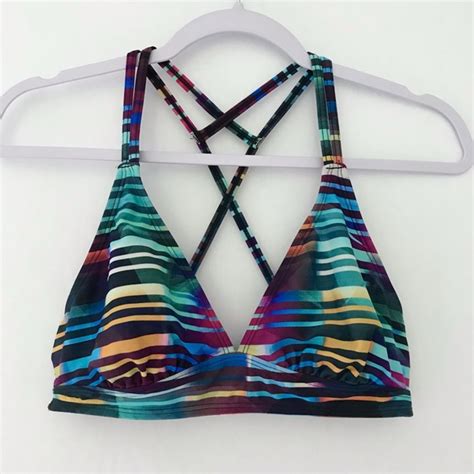 Athleta Swim Athleta Laser Beam Cross Strap Bikini Top Multi Color