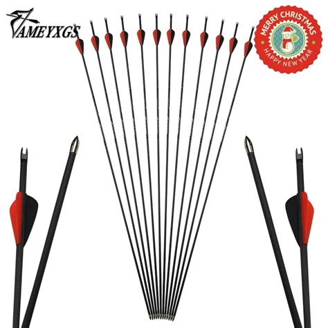 6 12 24pcs 31inch Archery 800 Spine Pure Carbon Arrows 1 75 Rubber For