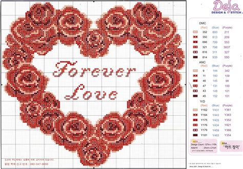 Schema Punto Croce Cuore Fiorito 02