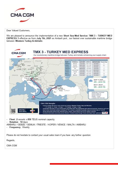 Cma Cgm New Tmx Turkey Med Express Service